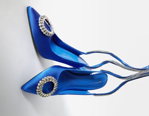 Bershka Bejeweled High-heel Slingback Absätze Schuhe Damen Blau | lhh62nmnaRo