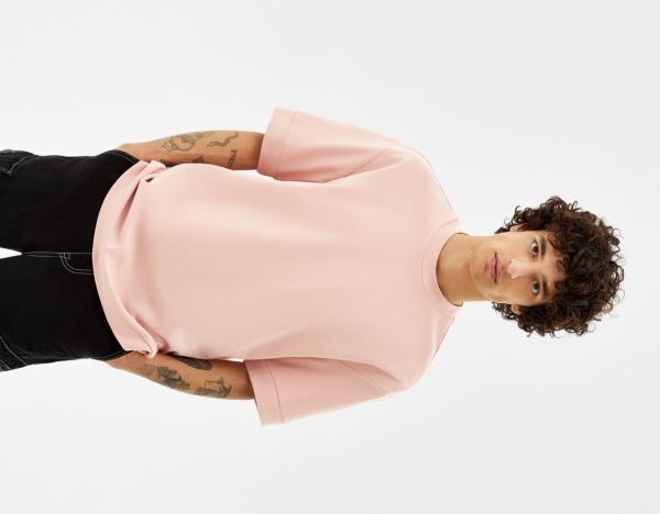 Bershka Boxy-fit Kurzes Sleeve T-shirts Herren Rosa | eZdJ2RDc5p2