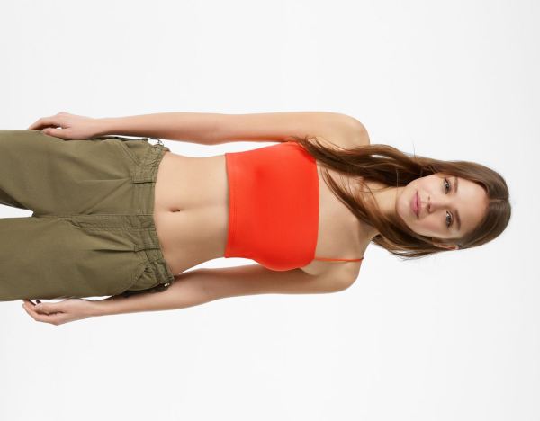 Bershka Cropped Tank Oberteile Damen Rot | N7GCfXpPJz3