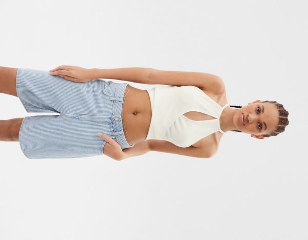 Bershka Crossed With Straps Oberteile Damen Weiß | N7rqTdEH6Yg