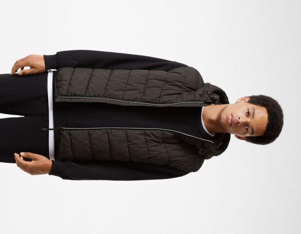 Bershka Gesteppt Vest With Hood Oberbekleidung Herren Schwarz | CWRtsoCDdIh