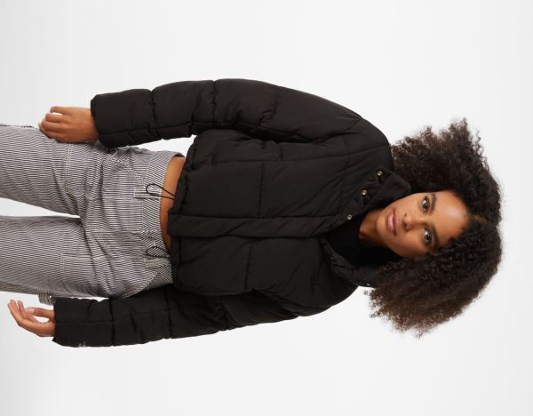 Bershka Kurzes Puffer Jacke Damen Schwarz | 1ctxMxvvEYc