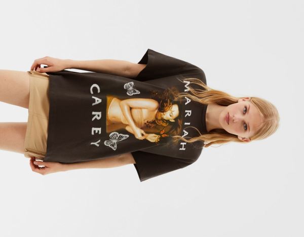 Bershka Mariah Carey Kurzes Sleeve T-shirts Damen Schwarz | 9AifcAnMlgQ