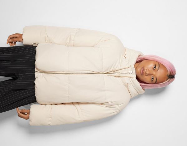 Bershka Oversize Mit Kapuze Puffer Jacke Damen Weiß | To9IEwDrTis