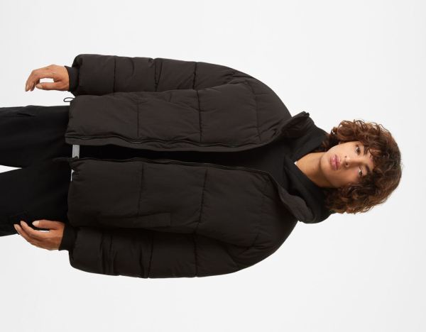 Bershka Oversize Puffer Jacke Herren Schwarz | 6h3BB1W4JUt