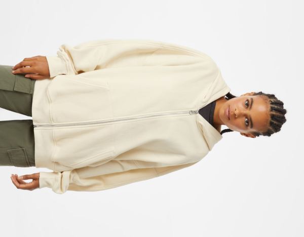 Bershka Oversize Zippered Hoodie Damen Weiß | ZvhLiNYEqIQ