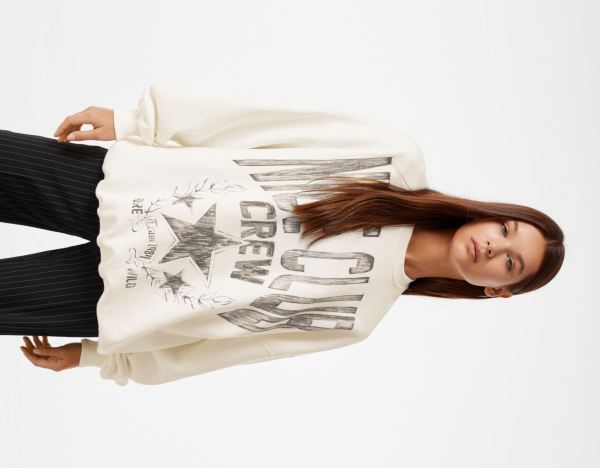 Bershka Printed Long Sleeve Sweatshirts Damen Weiß | mvGOZW36E1t