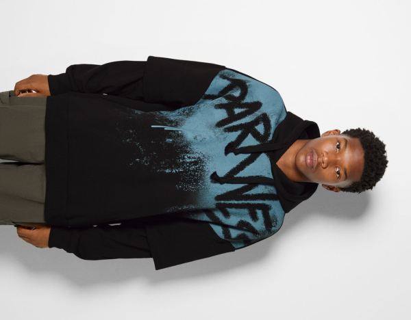 Bershka Printed Oversize Hoodie With Double Sleeves Trainingsanzug Herren Schwarz | Wjn43QqCEBS