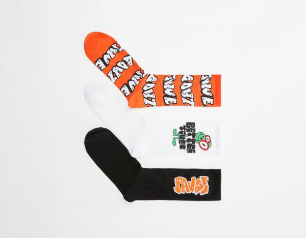 Bershka Set Of 3 Graffiti Socken Herren Orange | 2KbGS9YZN0R