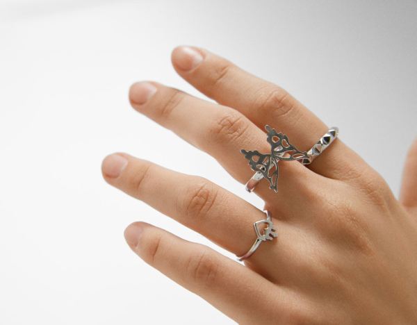 Bershka Set Of 8 Butterfly Rings Schmuck Damen Silber | 5LryweEPXBt