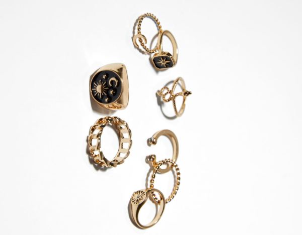 Bershka Set Of 8 Snake Rings Schmuck Damen Gold | IjNjOoJtXAK