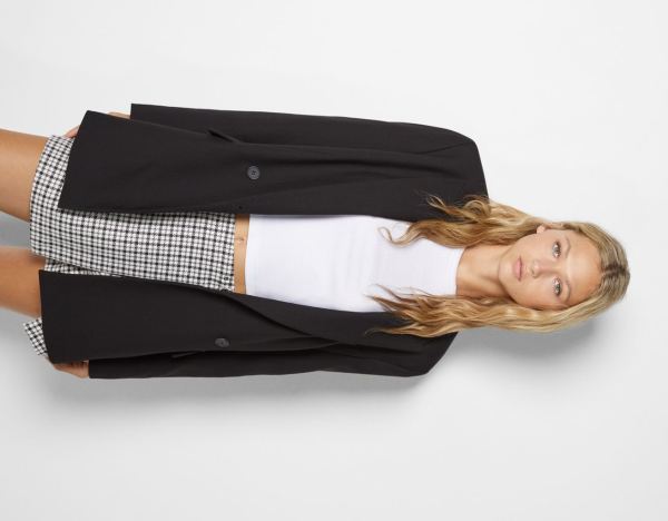 Bershka Tailored Blazer With Buttons Anzüge Damen Schwarz | NvXud43kKpv