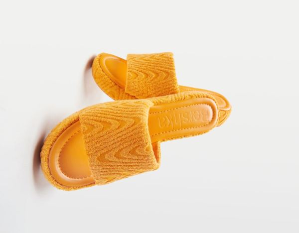 Bershka Terrycloth Flache Sandalen Damen Orange | NtyT94szQwv