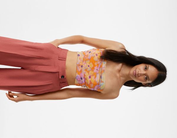 Bershka Tulle Bandeau Oberteile Damen Orange | 2UMvuIl1y1A