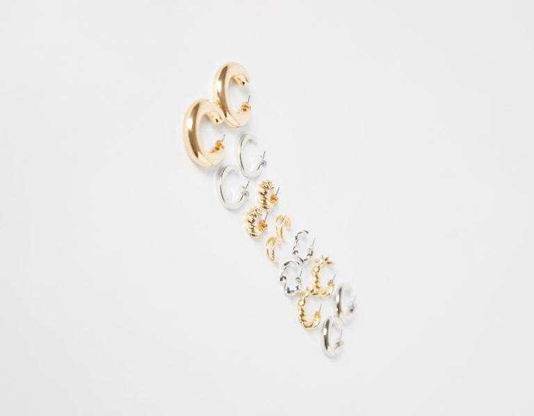 Bershka 7-pack Of Hoop Earrings Schmuck Damen Gold | WFWn9HuNCqC