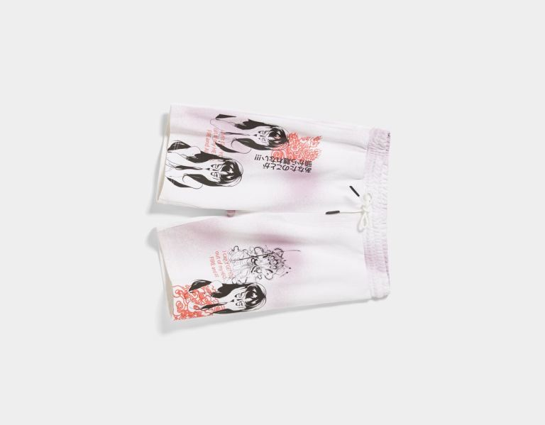 Bershka Anime Print Bermuda Kurze Hose Herren Weiß | pg3AX0aQkfM