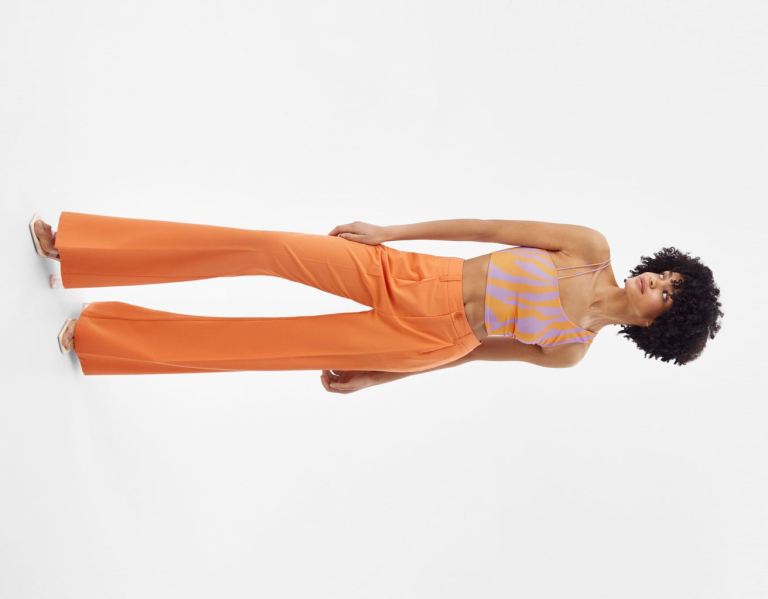 Bershka Asymmetric With Two Straps Oberteile Damen Orange | kKl1ZnWDJhz