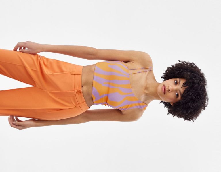 Bershka Asymmetric With Two Straps Oberteile Damen Orange | kKl1ZnWDJhz