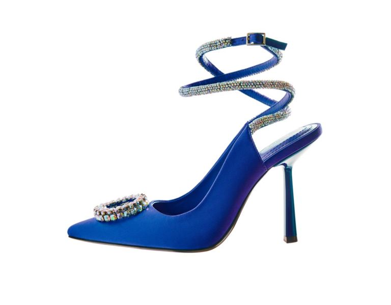 Bershka Bejeweled High-heel Slingback Absätze Schuhe Damen Blau | lhh62nmnaRo