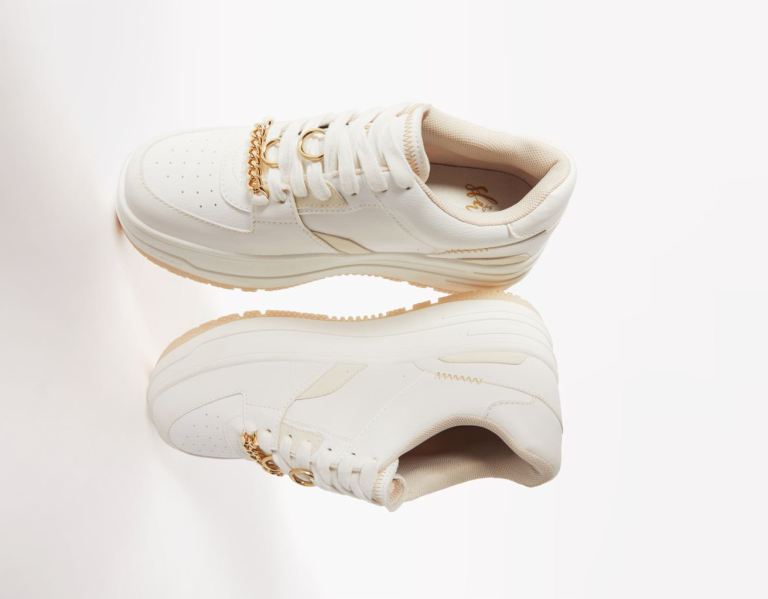 Bershka Bejeweled Plattform Sneakers Damen Weiß | qLZdPweeKYx