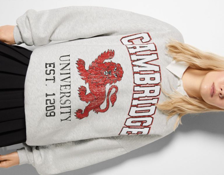 Bershka Cambridge University Print Sweatshirts Damen Grau | U3YYjX5aBkt