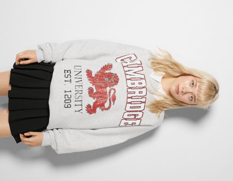 Bershka Cambridge University Print Sweatshirts Damen Grau | U3YYjX5aBkt