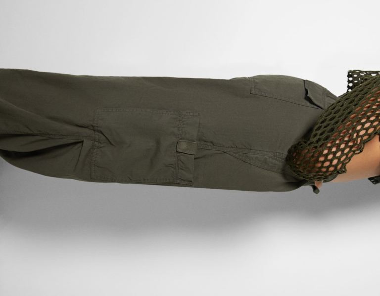 Bershka Cargo Parachute Hose Damen Khaki | lHeOo5uPeWI