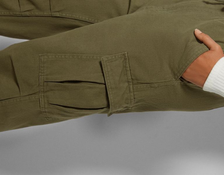 Bershka Cargo Parachute Jeans Damen Khaki | nsprUDl2otj