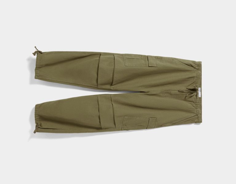 Bershka Cargo Parachute Jeans Damen Khaki | nsprUDl2otj