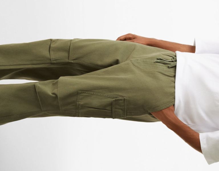 Bershka Cargo Parachute Jeans Hose Herren Khaki | 86Lpxkf1WVc