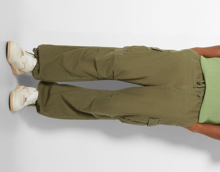 Bershka Cargo Parachute Jeans Hose Herren Khaki | azYHQTo2NeK