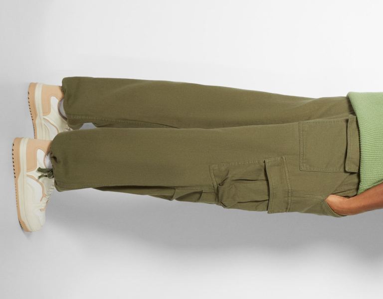 Bershka Cargo Parachute Jeans Hose Herren Khaki | azYHQTo2NeK