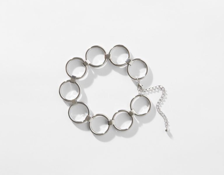 Bershka Choker Necklace With Circles Schmuck Damen Silber | S2QCZhz63xl