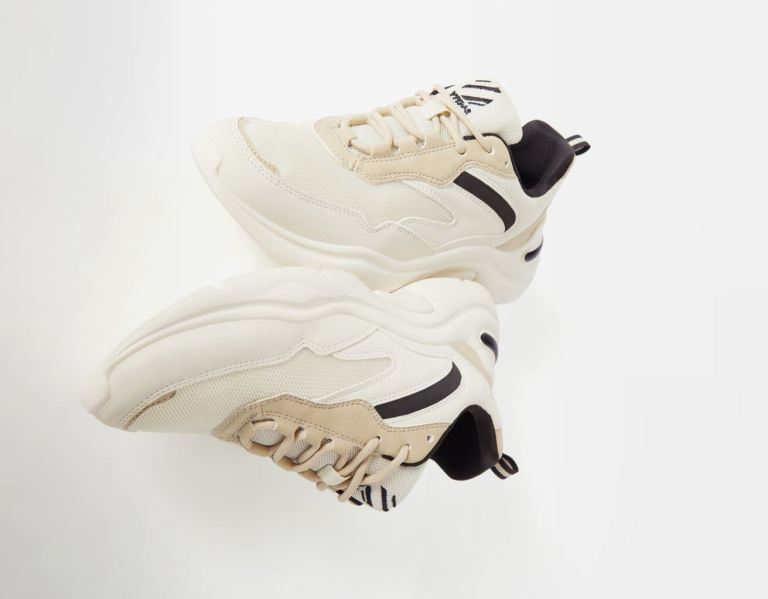 Bershka Contrasting With Mesh Detail Sneakers Damen Weiß | Lq9VVVBS9Wh