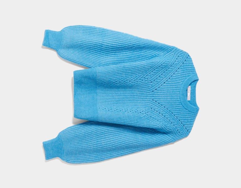 Bershka Crew Neck Gerippt Pullover Strickwaren Damen Blau | kyS2Ysh8lkA