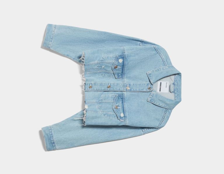 Bershka Cropped Denim Jacke Damen Hellblau | NiQCew9HV7Z