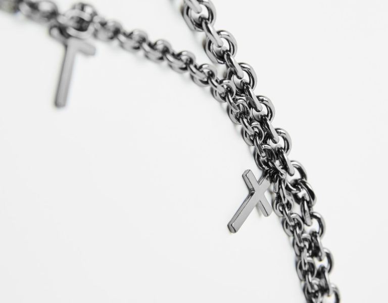 Bershka Cross Keyring Gürtel Herren Silber | q0C0vWipCiJ