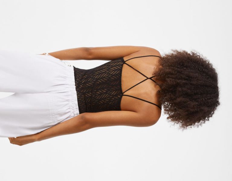 Bershka Cut-out With Straps Bodys Damen Schwarz | xtegCRApwLN