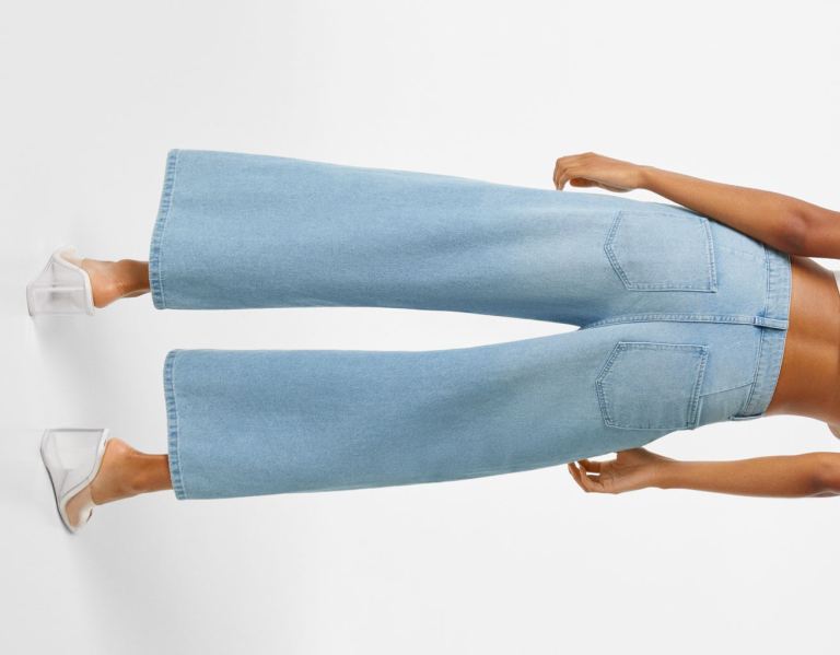 Bershka Denim Culottes Jeans Damen Hellblau | nkGtp7uZu6u