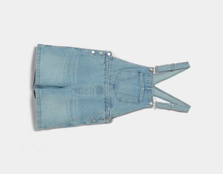 Bershka Denim Overalls With Carpenter Details Kleider Damen Hellblau | AL451fHicUo