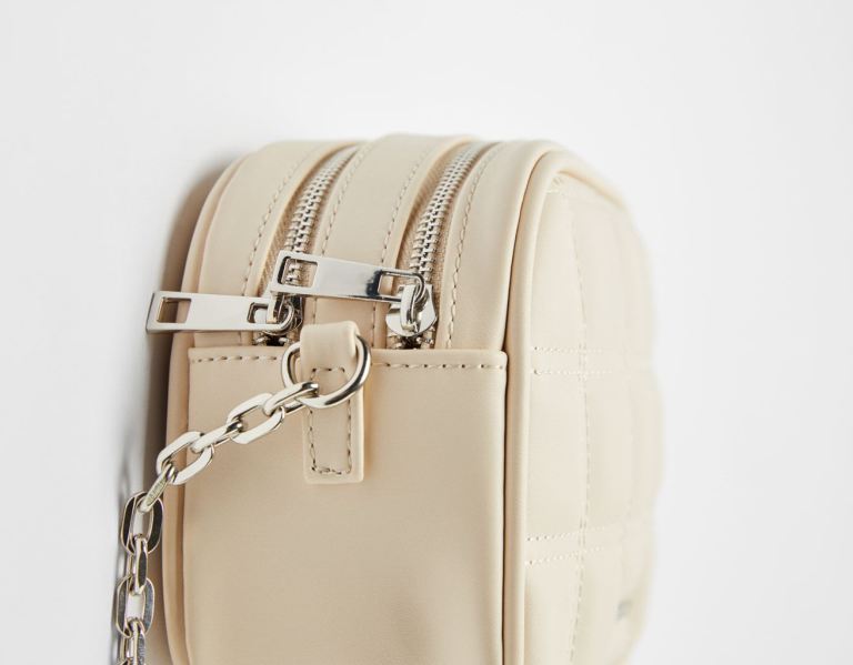 Bershka Double Reißverschluss Chain Handle Tasche Damen Weiß | q5ciidmq27k