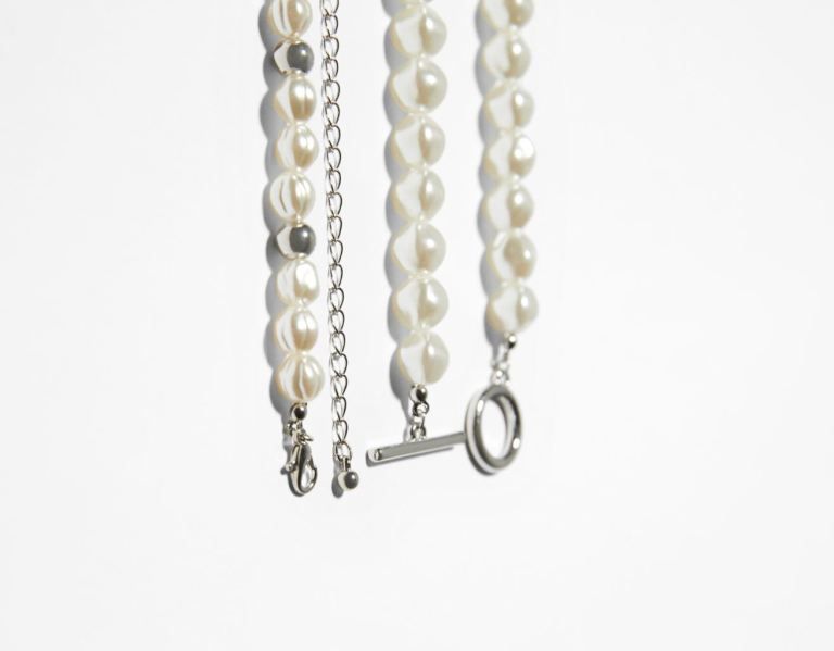 Bershka Faux Pearl Charms Necklace Schmuck Herren Weiß | 0Tmw0fbfDp2