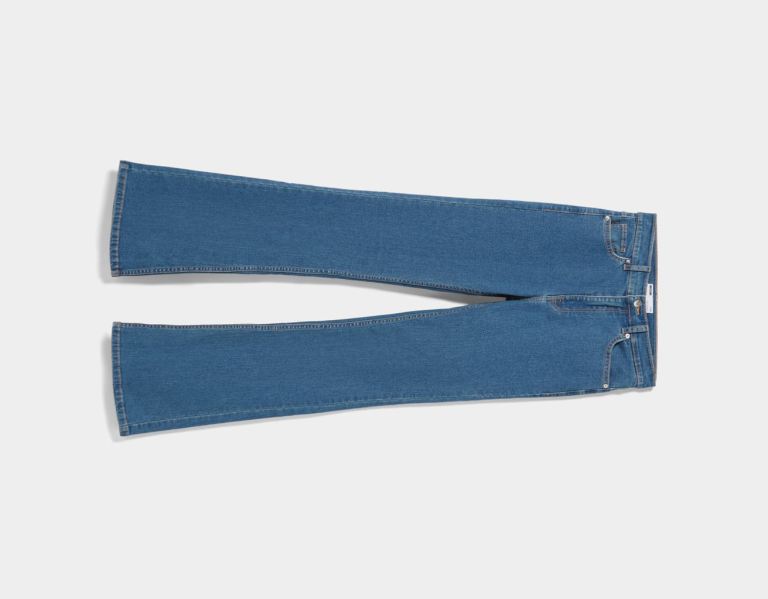 Bershka Flared Fitted Jeans Damen Blau | Oy2kXKHO4ir