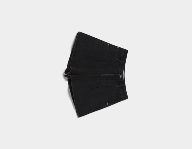 Bershka Flared Twill Kurze Hose Damen Schwarz | 5nGzGwaSvhH