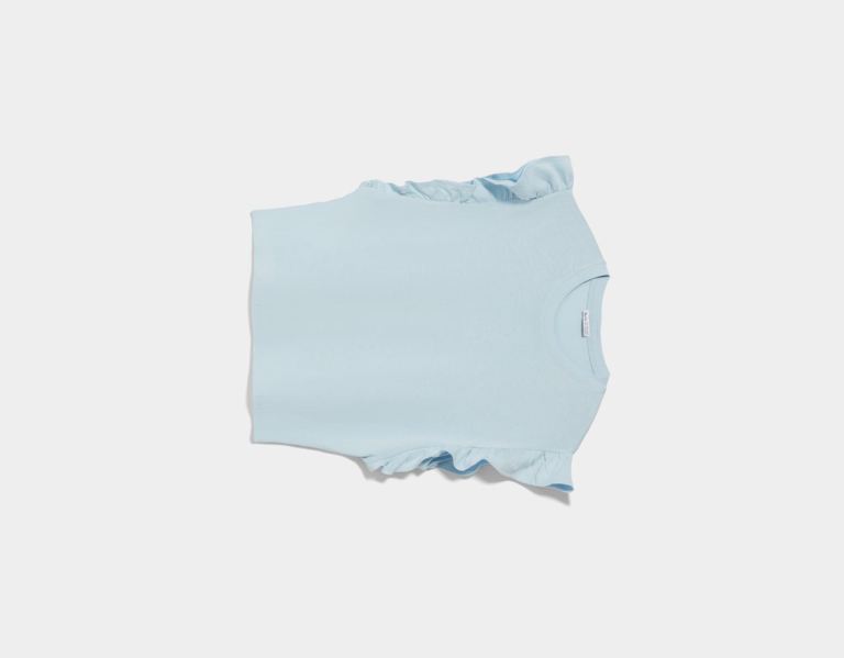 Bershka Frilled Sleeve T-shirts Damen Hellblau | zQQ1NCIZisZ