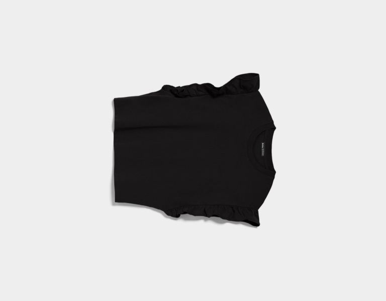 Bershka Frilled Sleeve T-shirts Damen Schwarz | 1PujVcpdlh2