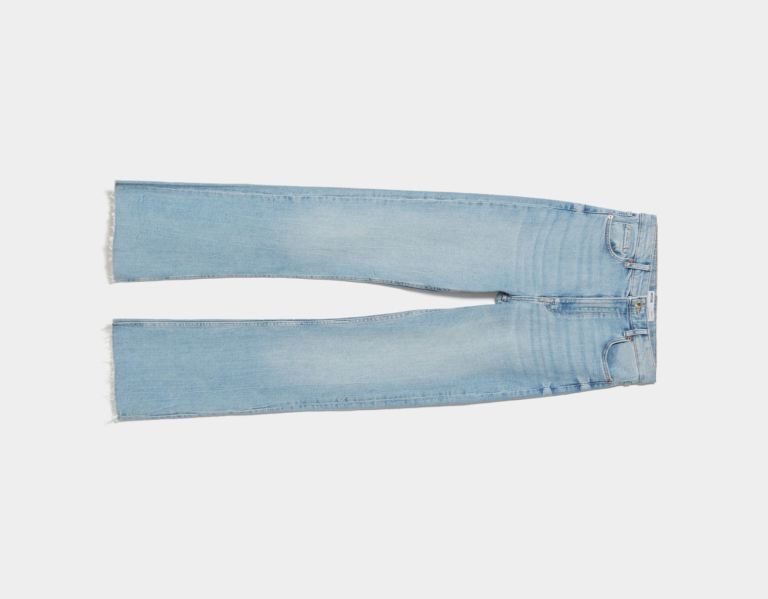 Bershka Gerade Fit Relax Fit With Side Split Hems Jeans Damen Hellblau | 6pupmSwE6PR