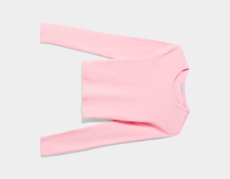 Bershka Gerippt Long Sleeve T-shirts Damen Rosa | rkFdZxpu3WW