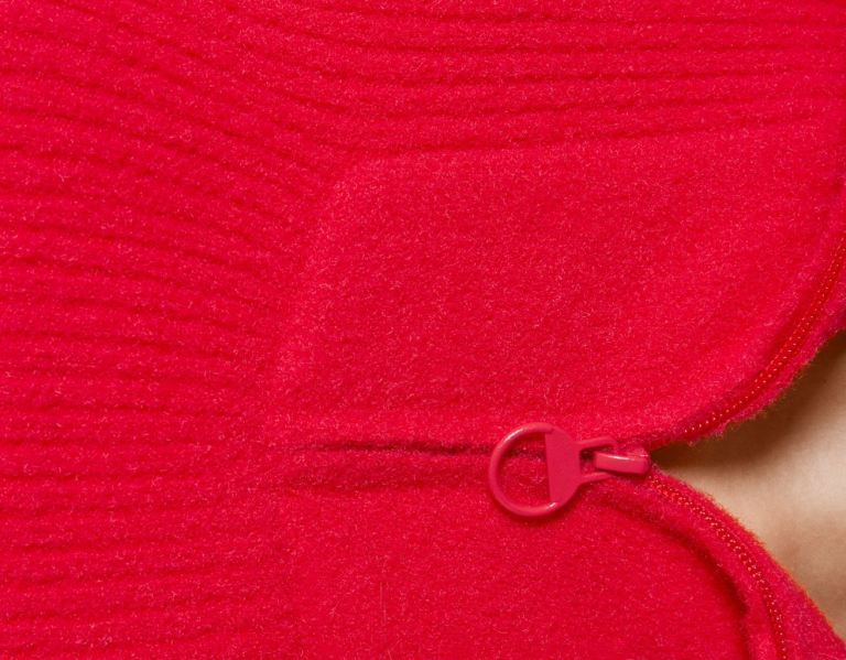 Bershka Gerippt Roll Neck Pullover With Reißverschluss Strickwaren Damen Rot | nmNLAij91Mx