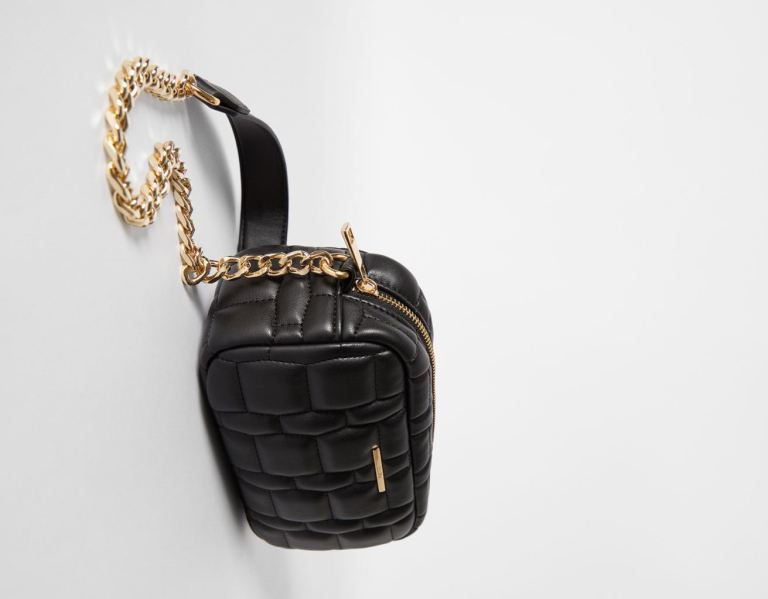 Bershka Gesteppt Hand With Chain Riemen Tasche Damen Schwarz | 4RUYuAwy4zS